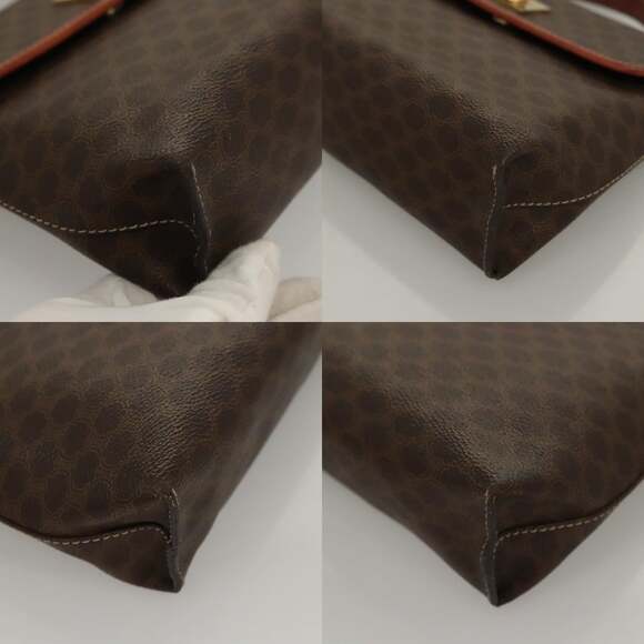 CELINE Macadam Canvas Hand Bag Pvc Leather Brown Gold - Picture 10 of 12